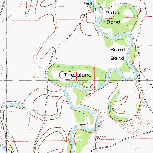 Topographic Map of The Island, MT