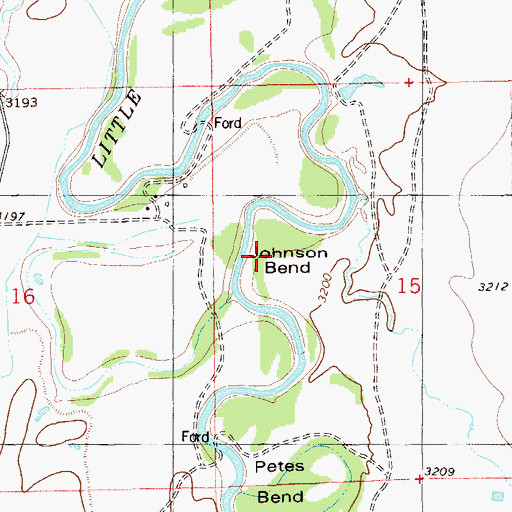 Topographic Map of Johnson Bend, MT