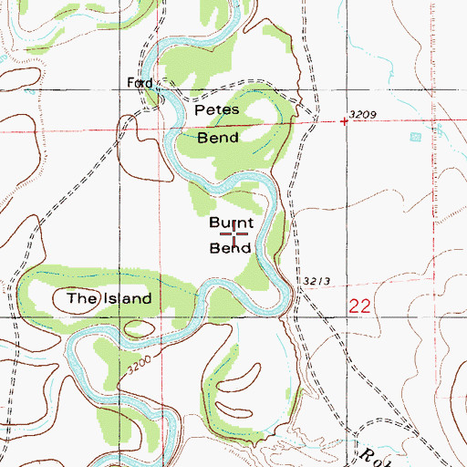 Topographic Map of Burnt Bend, MT