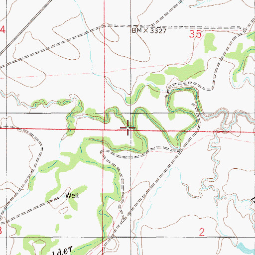Topographic Map of Muskrat Creek, MT