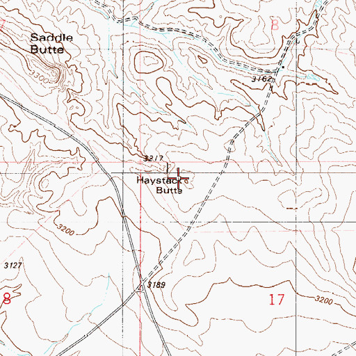 Topographic Map of Haystack Butte, MT