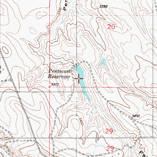 Topographic Map of Pentecost Reservoir, MT