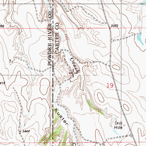Topographic Map of Kuster Canyon, MT