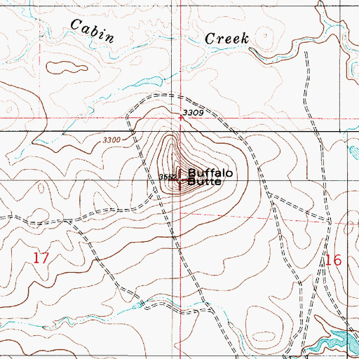 Topographic Map of Buffalo Butte, MT