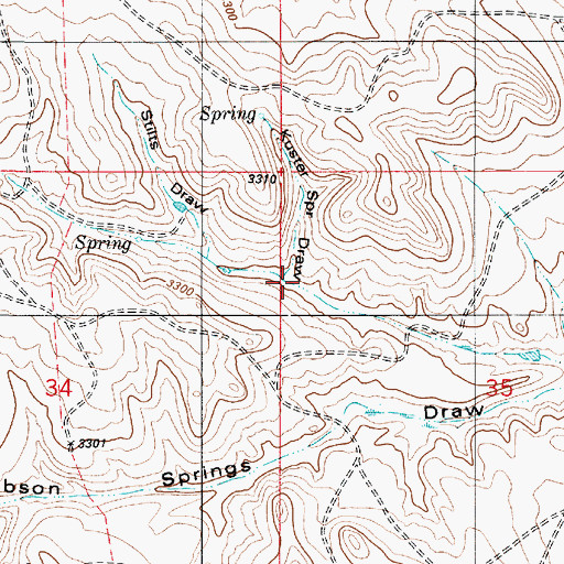 Topographic Map of Kuster Spring Draw, MT