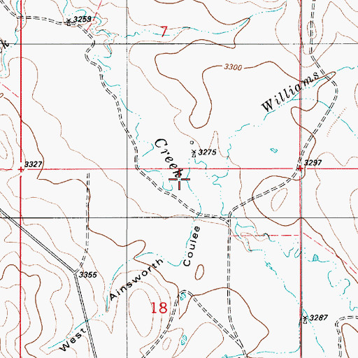 Topographic Map of West Ainsworth Coulee, MT