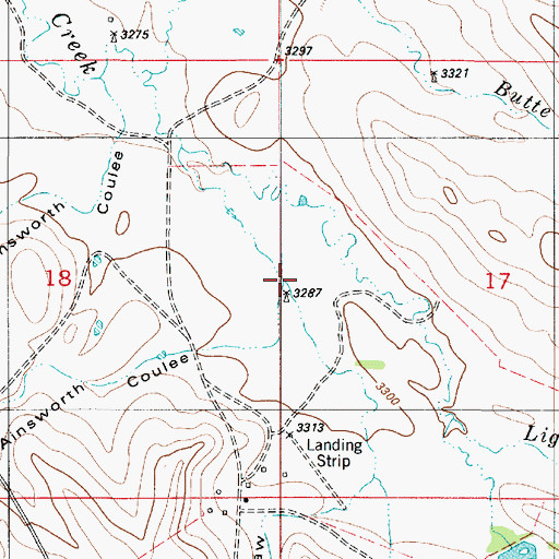 Topographic Map of East Ainsworth Coulee, MT