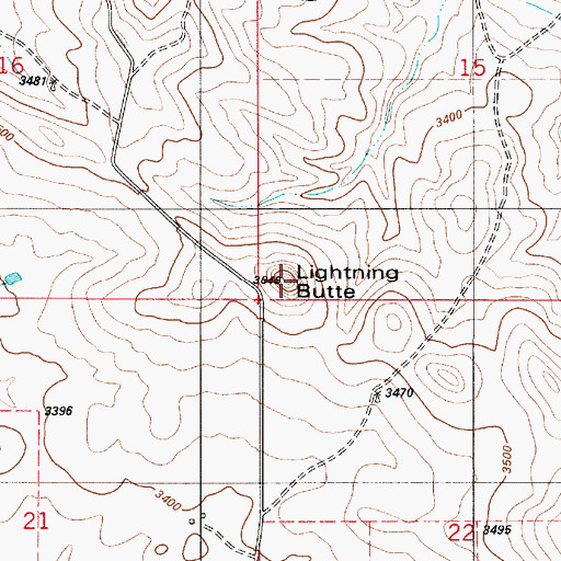 Topographic Map of Lightning Butte, MT