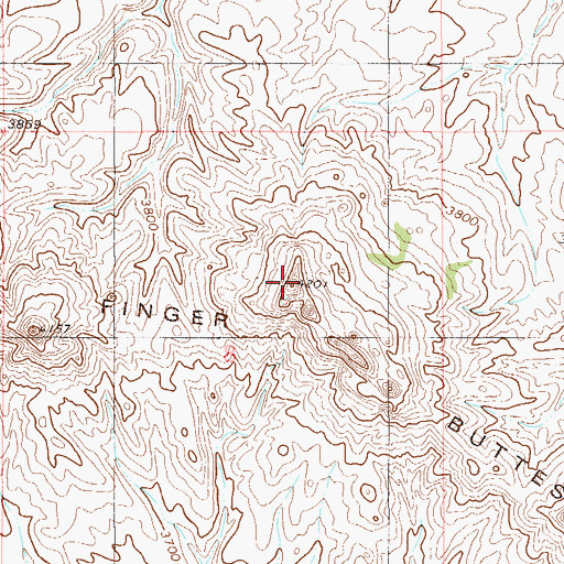 Topographic Map of Finger Buttes, MT