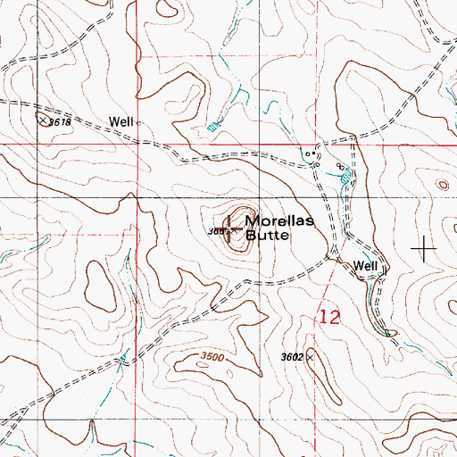 Topographic Map of Morellas Butte, MT
