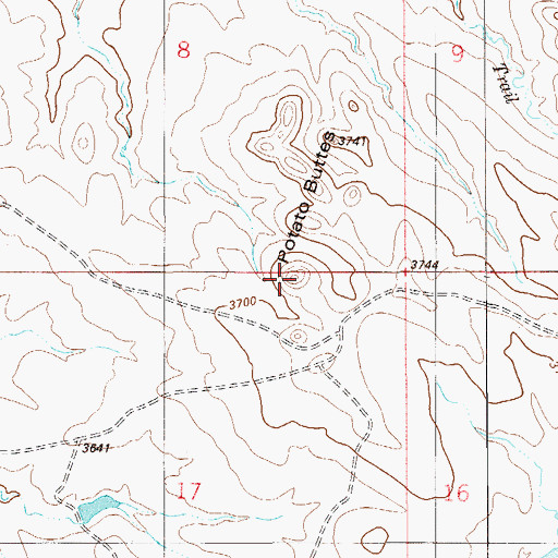 Topographic Map of Potato Buttes, MT