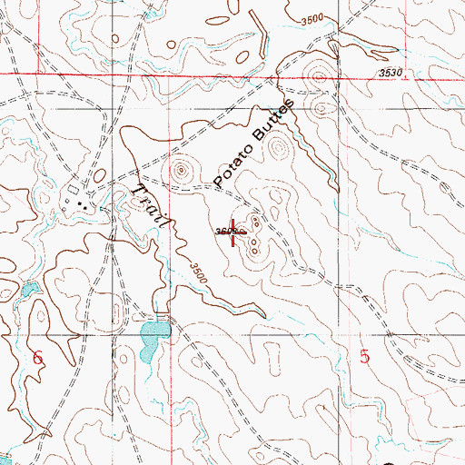 Topographic Map of Potato Buttes, MT