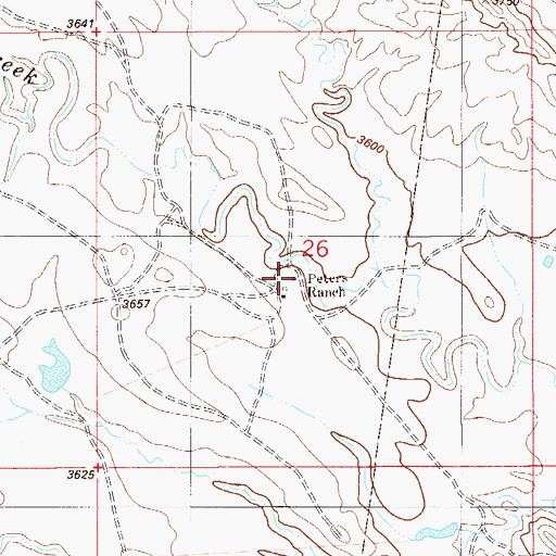 Topographic Map of Peters Ranch, MT