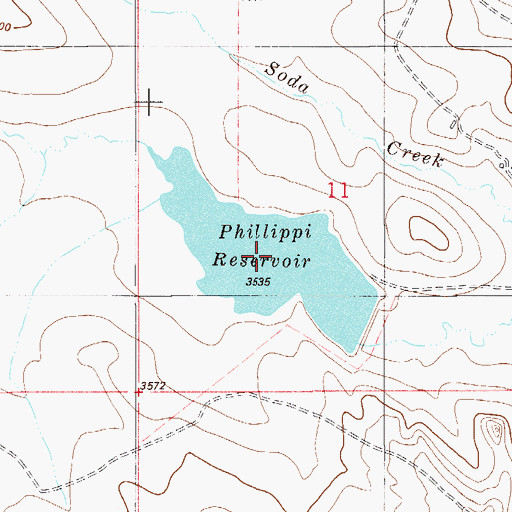 Topographic Map of Phillippi Reservoir, MT