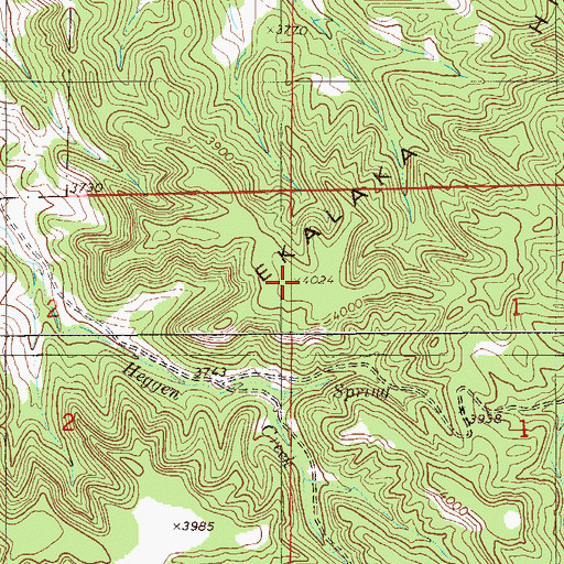 Topographic Map of Ekalaka Hills, MT