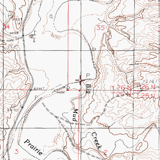 Topographic Map of Big Mud Creek, MT