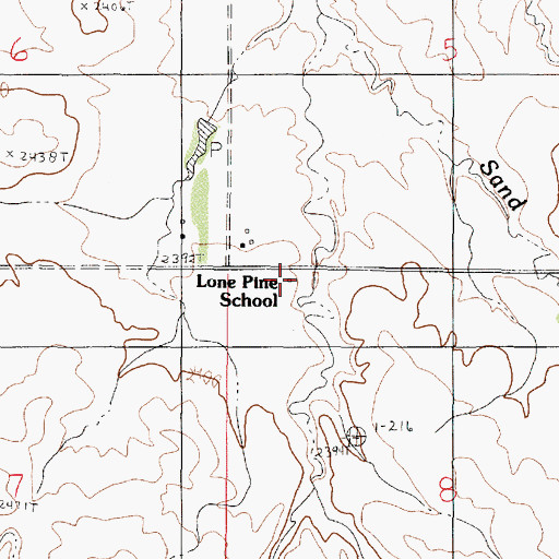 Topographic Map of Lone Pine School (historical), MT