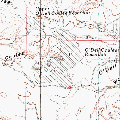 Topographic Map of O'Dell Coulee Reservoir, MT