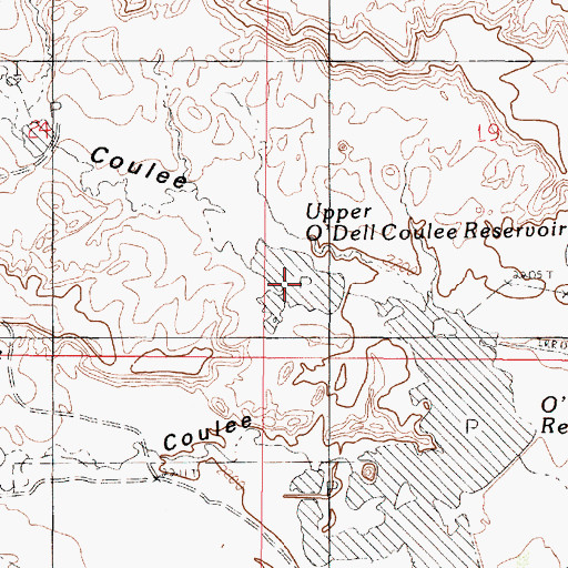 Topographic Map of Upper O'Dell Coulee Reservoir, MT