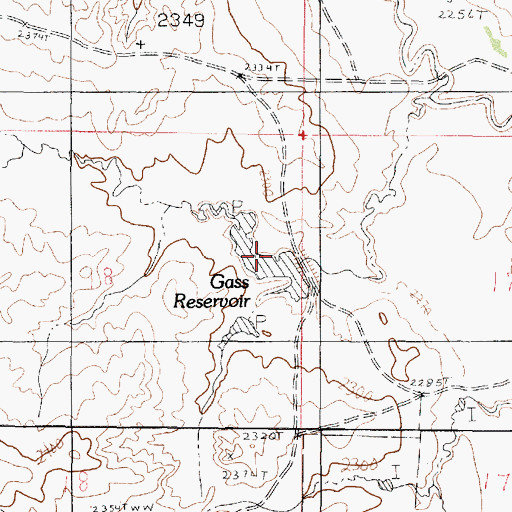 Topographic Map of Gass Reservoir, MT