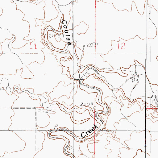Topographic Map of Gady Coulee, MT