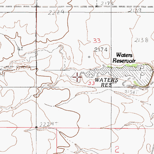 Topographic Map of Waters Coulee, MT