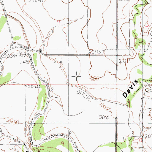 Topographic Map of Davis Coulee, MT