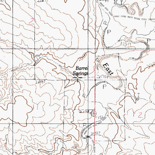 Topographic Map of Barrel Springs, MT