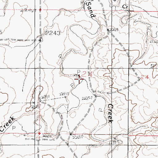 Topographic Map of Middle Fork Sand Creek, MT