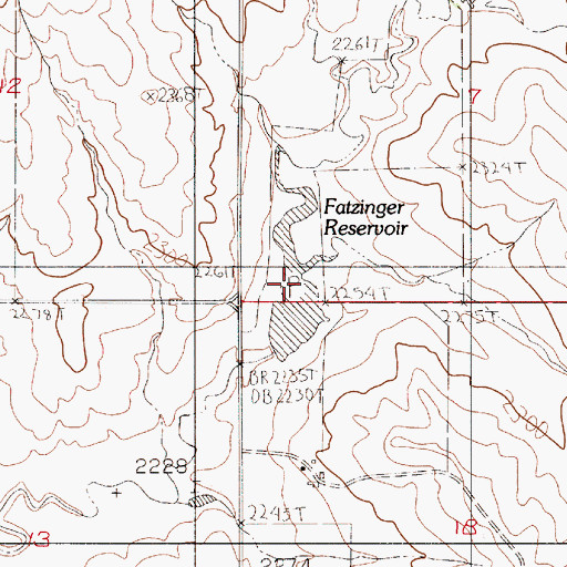 Topographic Map of Fatzinger Reservoir, MT