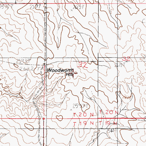 Topographic Map of Woodworth Hill, MT