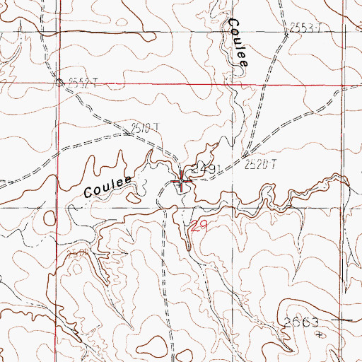 Topographic Map of Garfield Coulee, MT