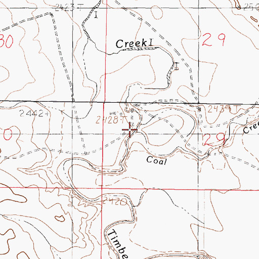 Topographic Map of Coal Creek, MT