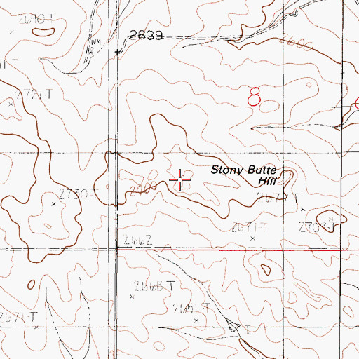 Topographic Map of Stony Butte Hill, MT