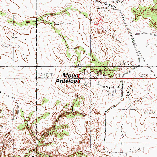 Topographic Map of Mount Antelope, MT