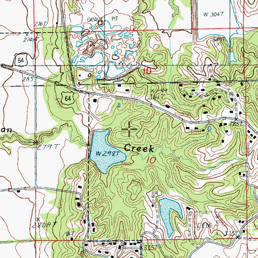 Topographic Map of Caney Creek Site Four Reservoir, AR