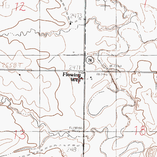 Topographic Map of Flowing Well, MT
