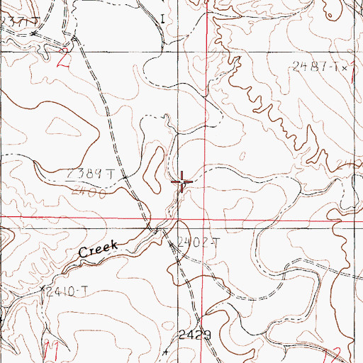 Topographic Map of Bad Creek, MT