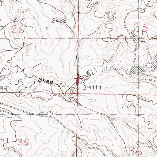 Topographic Map of Cedar Creek, MT