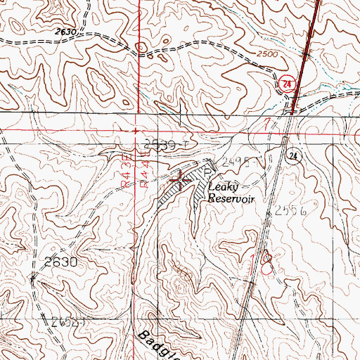 Topographic Map of Leaky Reservoir, MT