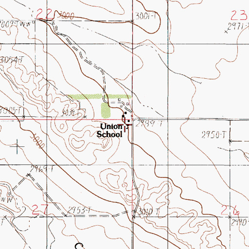 Topographic Map of Union School (historical), MT