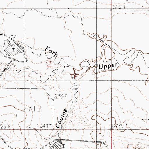 Topographic Map of Wolf Coulee, MT