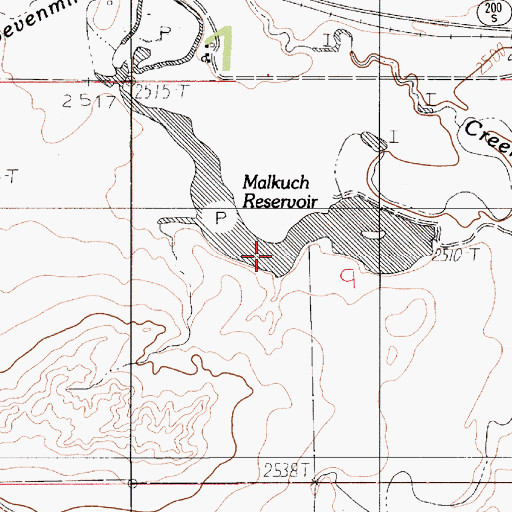 Topographic Map of Malkuch Reservoir, MT