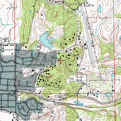 Topographic Map of Caney Creek Site Six Dam, AR