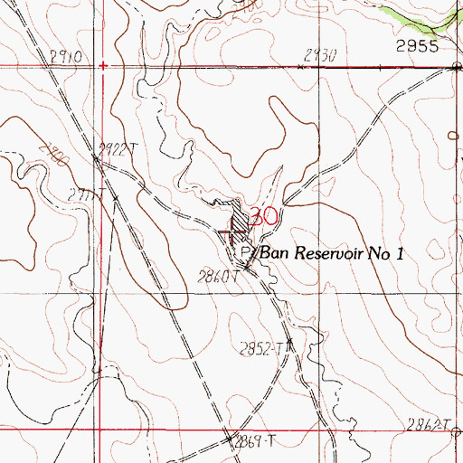 Topographic Map of Ban Reservoir Number 1, MT