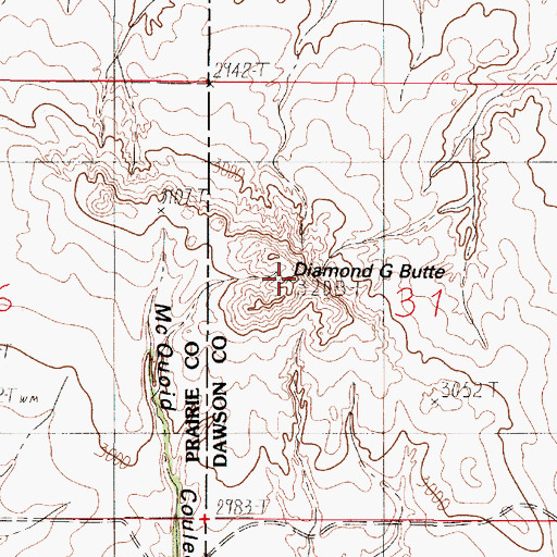 Topographic Map of Diamond G Butte, MT