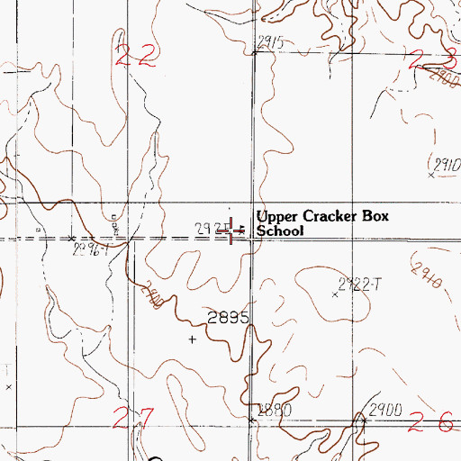 Topographic Map of Upper Cracker Box School (historical), MT