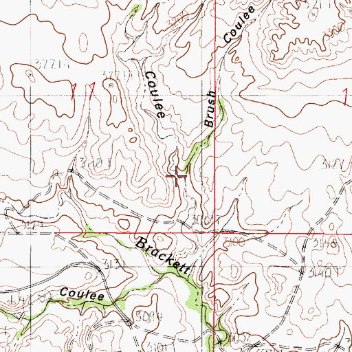 Topographic Map of Brush Coulee, MT