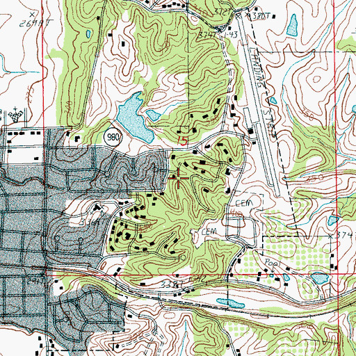 Topographic Map of Caney Creek Site Six Reservoir, AR
