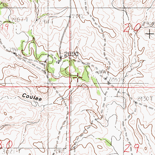 Topographic Map of Cedar Coulee, MT